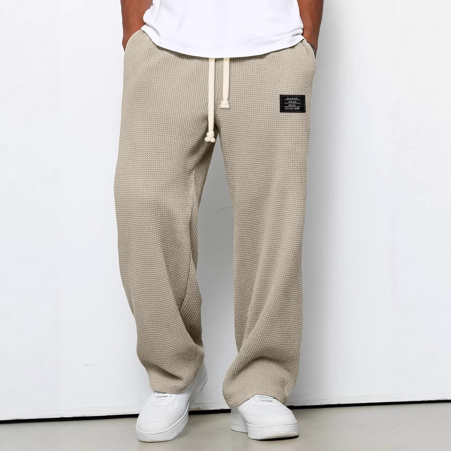Pantalon de survêtement décontracté pour homme 2026, coupe droite, jambe large, taille élastique, collection printemps/automne, vêtements de sport pour homme