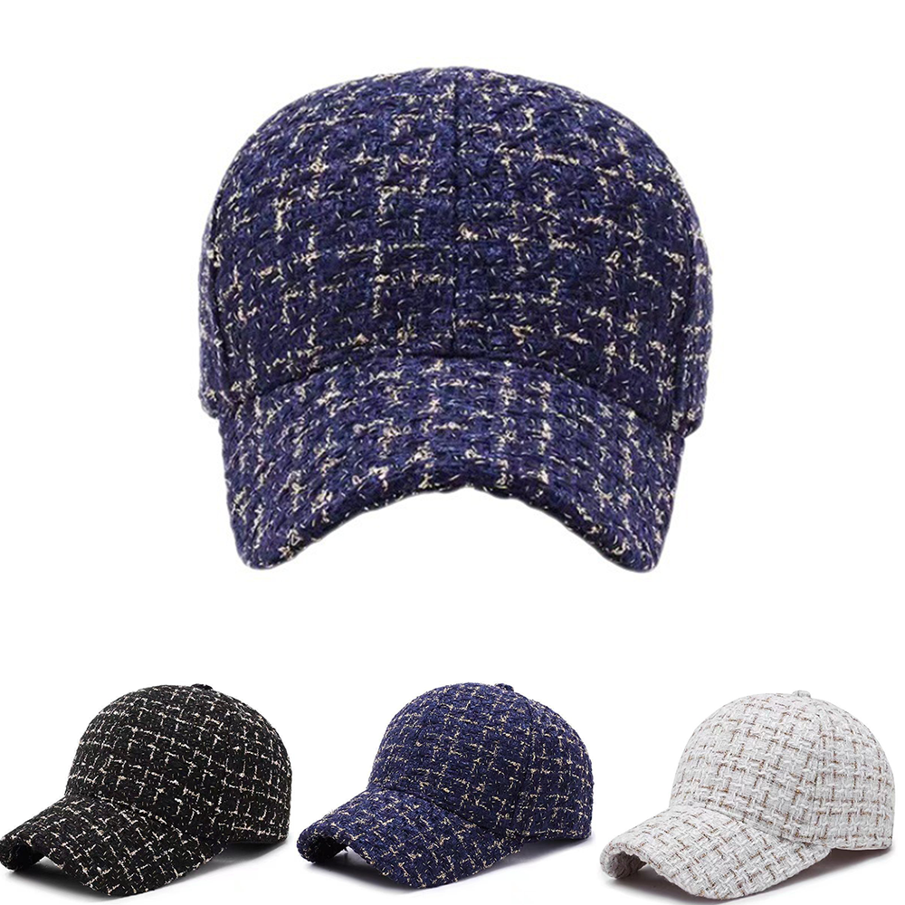 Casquette de Baseball pour femmes, automne et hiver, mode fil d'or Tweed, casquette à rabat réglable pour l'extérieur, chapeau de soleil chaud, chapeaux de papa élégants