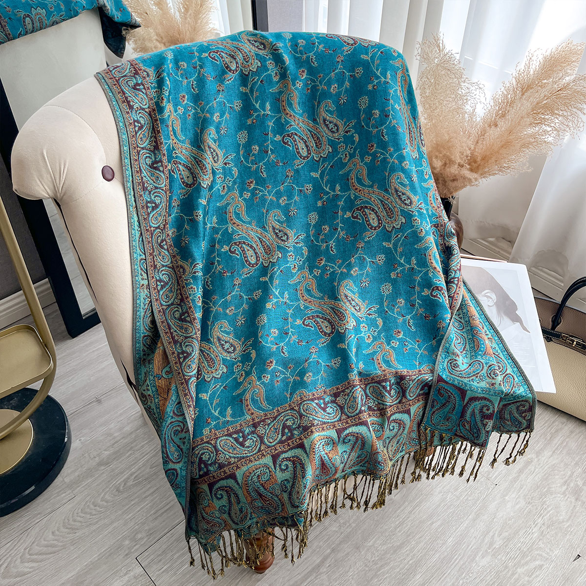2025 bohême Pashmina Hijab écharpe longue châle musulman femme Foulard doux Turban bandeau pour femmes bandeau marque de luxe