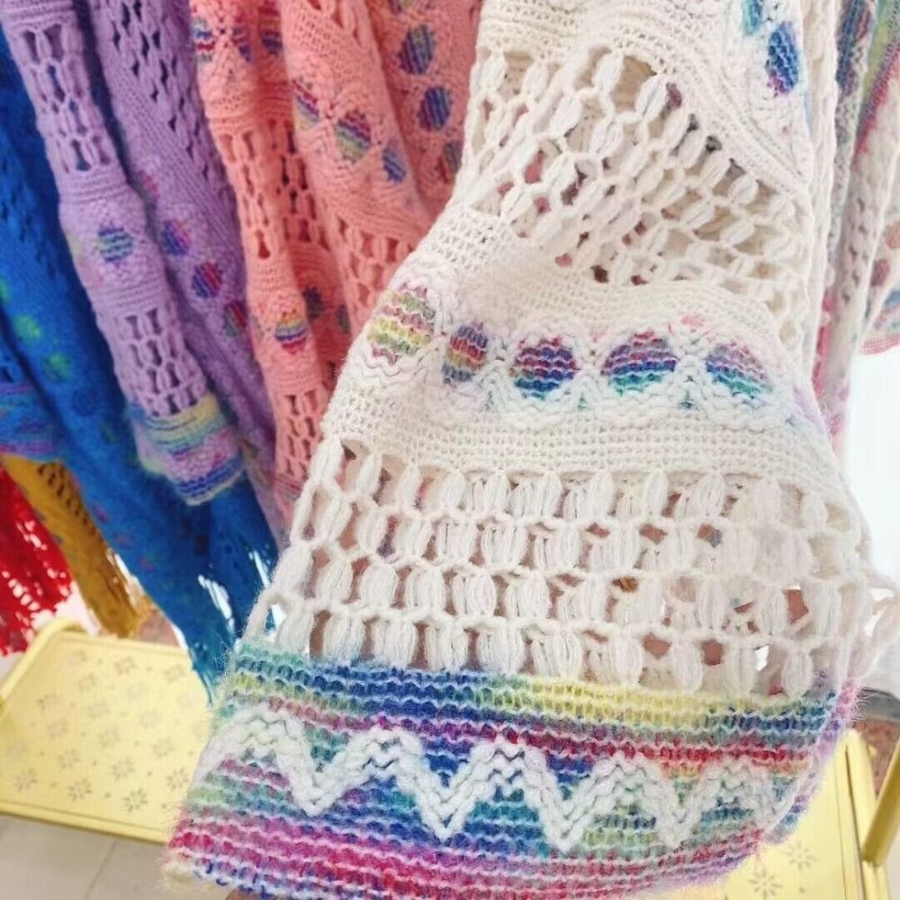 Châle tricoté bohème pour femmes, Style ethnique, enveloppes creuses, écharpe, manteau pour dames, Cape à pampilles