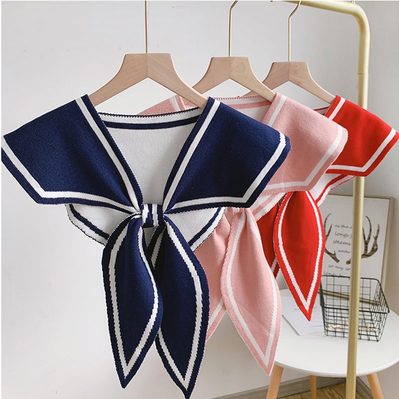Mode tricot écharpe mignon cou plus chaud cercle faux col avant cravate faux col femmes marine Style col détachable pour les femmes
