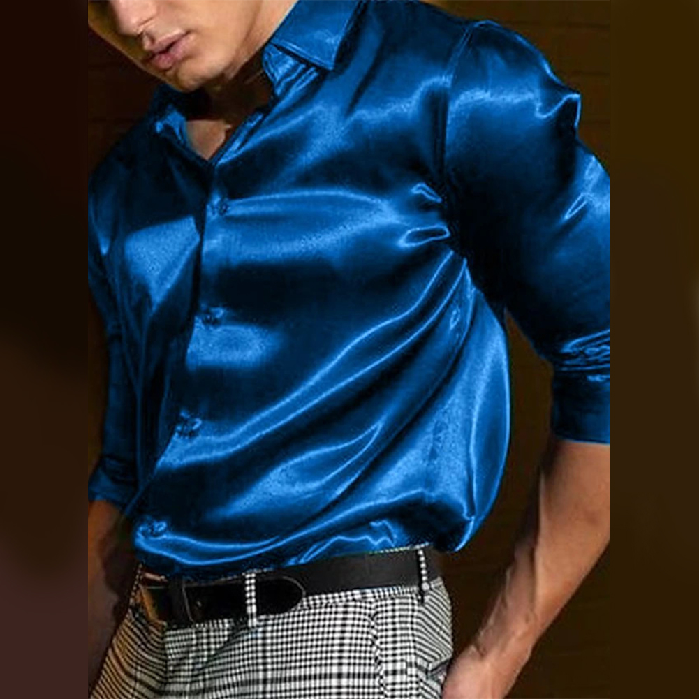 Chemise en Satin à Manches sulfpour Homme, Simple Boutonnage, ixde Mariage, Business, Mode Automne