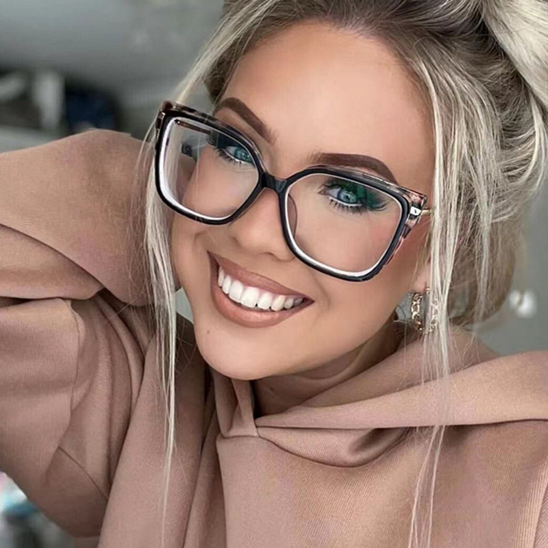 Mode léopard imprimé monture de lunettes tendance cadre carré lentille plate nouvelles femmes Anti lumière bleue lunettes ordinateur lunettes