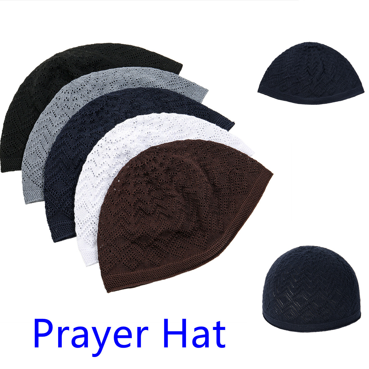 Chapeaux de prière pour hommes musulmans, bonnets unisexes, casquettes tricotées islamiques, bonnets de Ramadan pour hommes, couvre-chefs pour l'Aïd, bonnets arabes