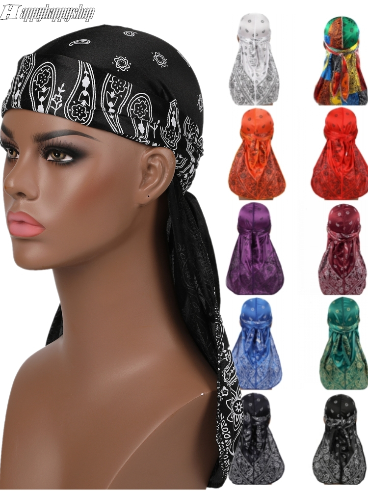 Durag Turban pour hommes et femmes, chapeau de motard, enveloppement de sauna, casquette Hip Hop, mode longue queue Bandanas, vêtements de sauna, 1PC, 7.5