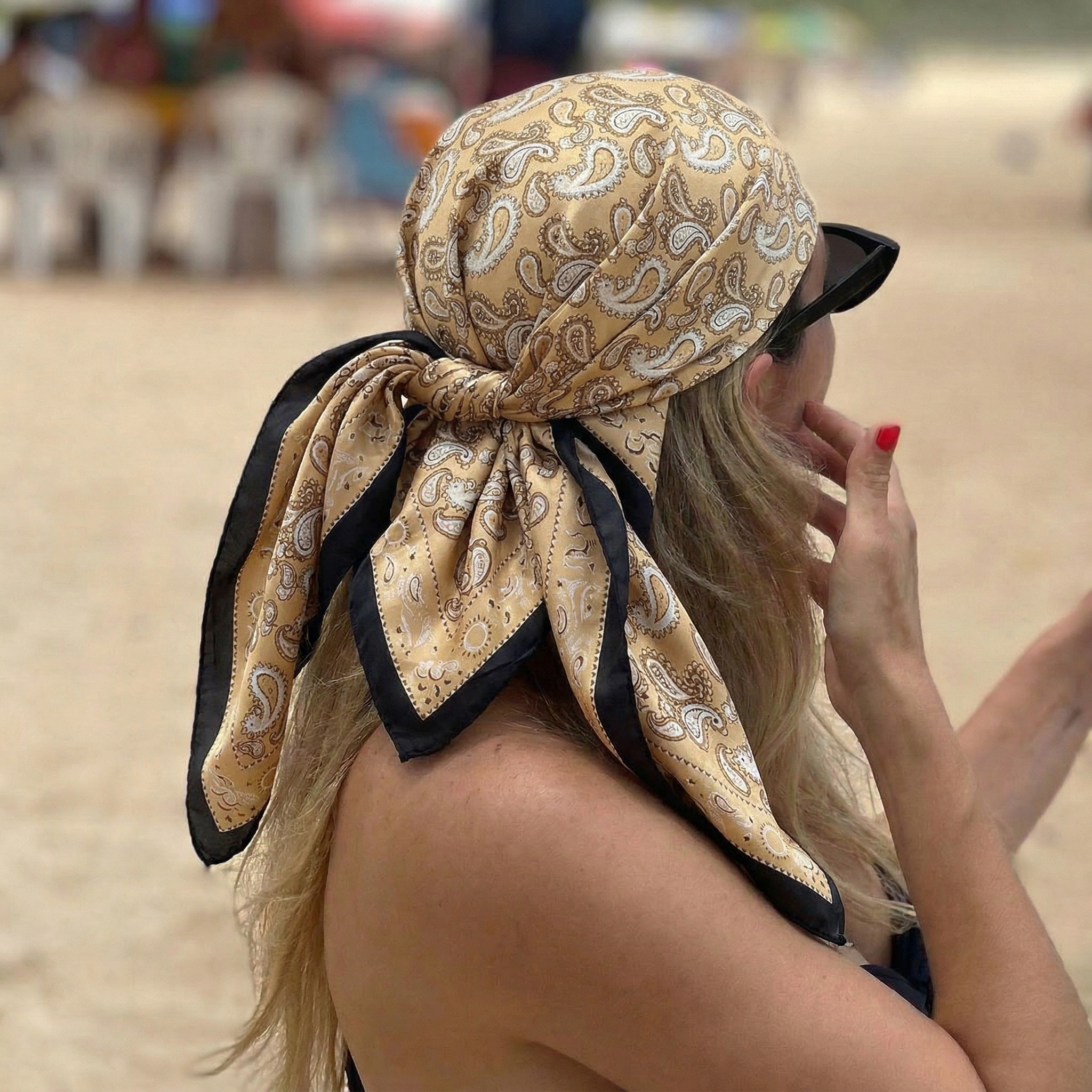 Foulard carré en soie satinée pour femme, motif floral, nouveau bandeau, écharpe, hijab, bandana, 2024
