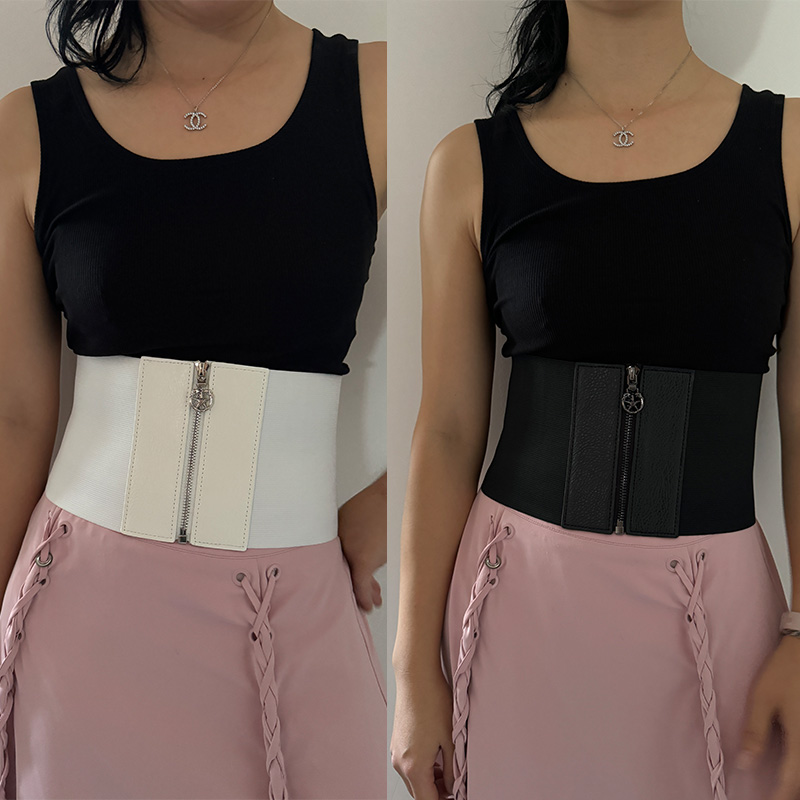 Corset Blanc Large artificiel astique pour Femme, Cummerbunds Commandés, Goth, Punk, Star Y2K, Ceinture, Mode, Grande Taille