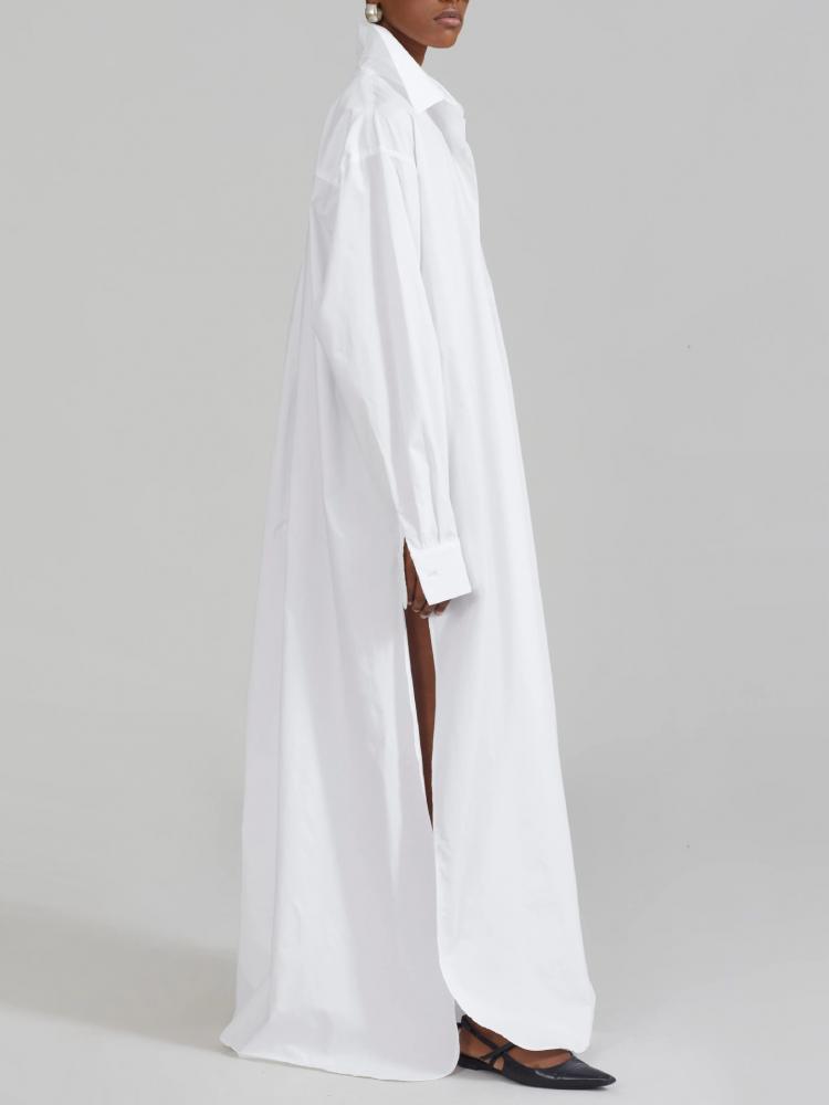 Robe d'été ample et décontractée pour femmes, Style français, manches longues, chemise à revers avec fente latérale, simple boutonnage, style Boho Maxi, robes longues