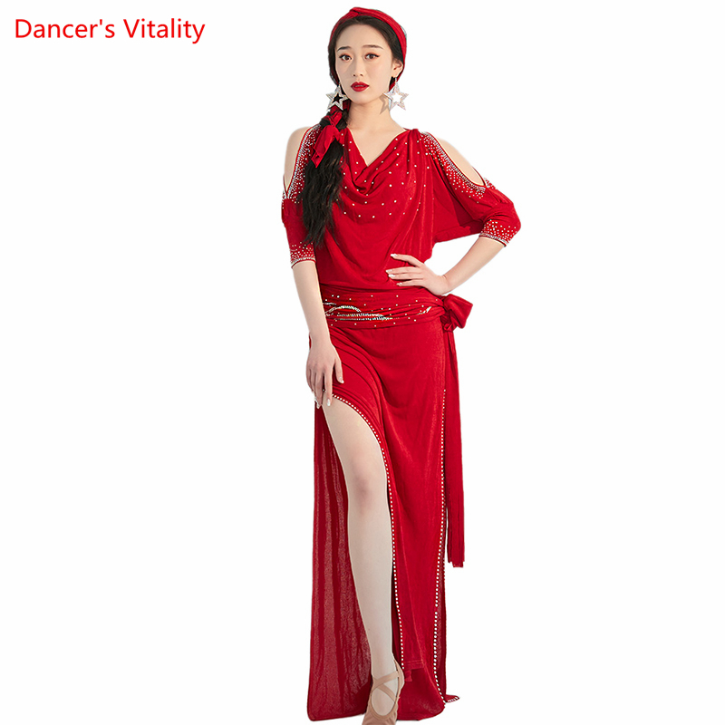 Costume de danse du ventre original pour femmes, robe baladi, vêtements d'entraînement, performance folklorique, manches mi-longues, robes balades, nouveau