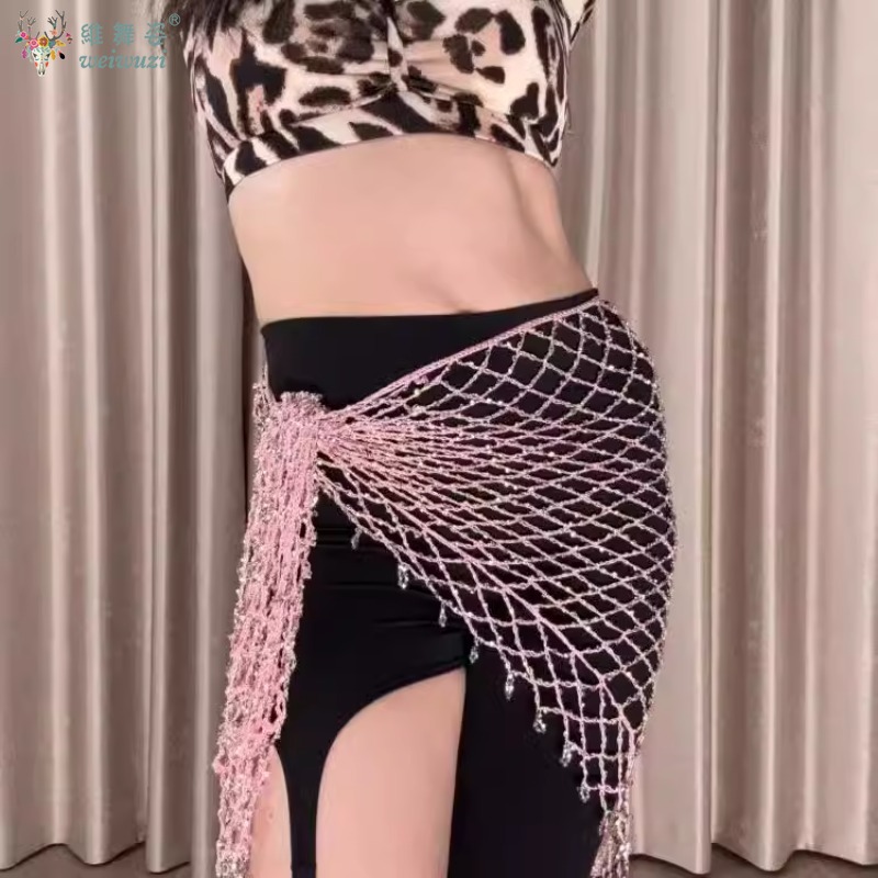 Écharpe de hanche de danse du ventre, filet de pêche à paillettes, écharpe triangulaire pour femmes, ceinture de pratique de danse orientale et indienne, accessoires de danse pour filles