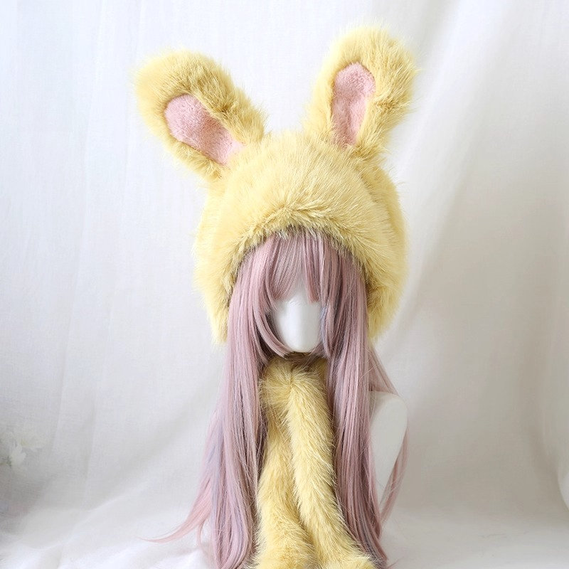 Baotou Original en forme d'oreille douce, chapeau japonais mignon Lei Feng, sous-culture oreilles de lapin, chapeau chaud en peluche