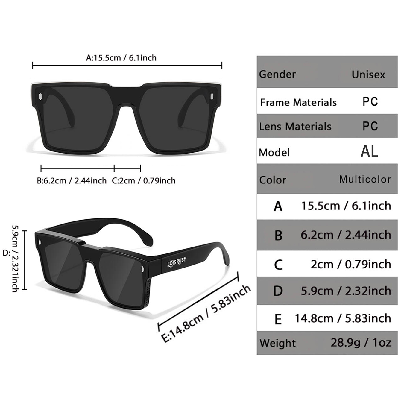 Lunettes de soleil UV400 pour hommes et femmes, avec étui en PU, grande monture, jambes larges, pour la conduite, l'équitation, la course à pied, la pêche, unisexe