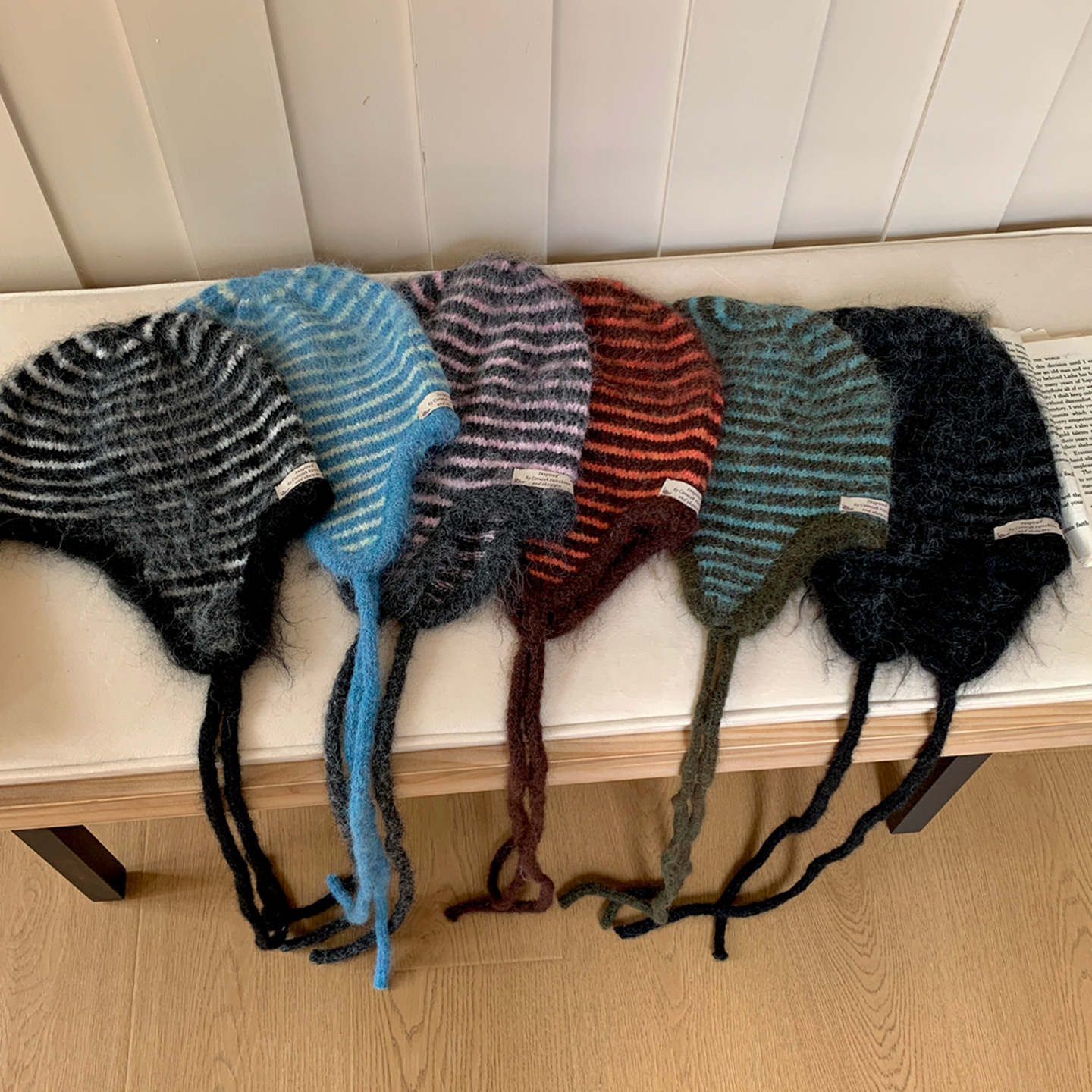 Chapeau d'hiver en laine tricoté pour femmes, bonnet rayé, Baggy, chaud, coupe-vent, cagoule de Ski en plein air, décontracté, nouveau