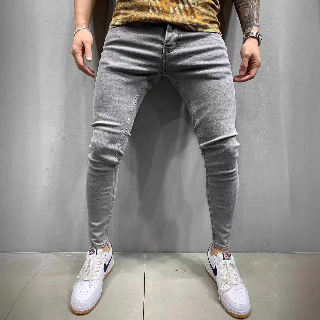 Haute qualité Stretch élastique jean moulant hommes européen américain classique solide lavé Denim pantalon décontracté pantalons Hombre Joggers