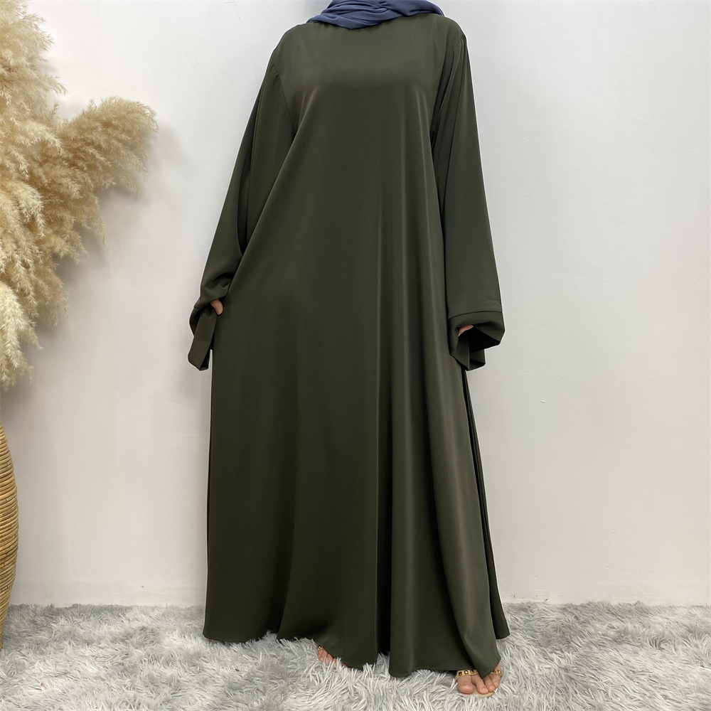 Nouvelle robe Abaya musulmane pour femmes, vendue à Dubaï au Moyen-Orient, robe islamique en tissu filet de couleur unie, robe longue en dentelle