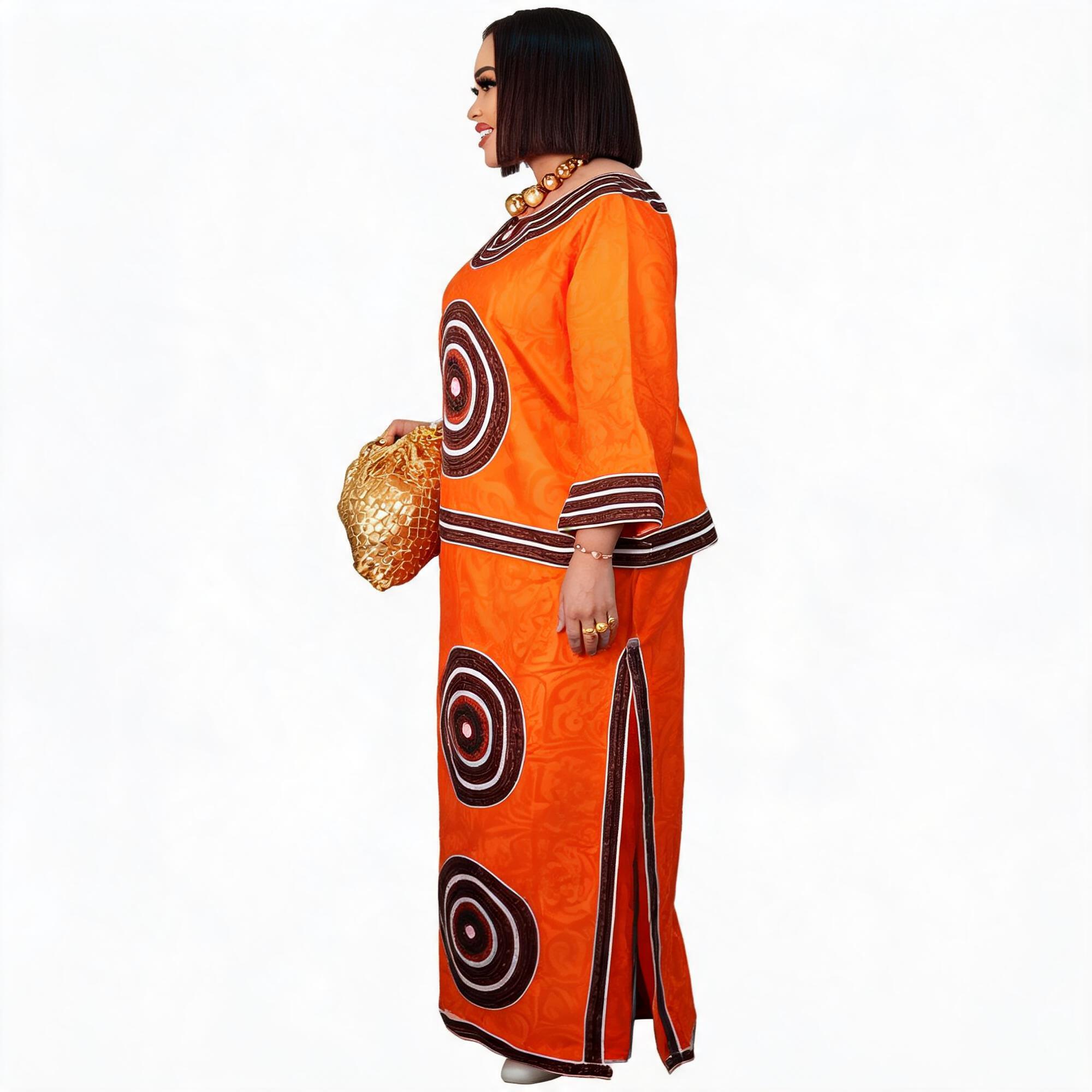 Robes africaines pour femmes grande taille, robe longue en bazin riche avec broderie et écharpe