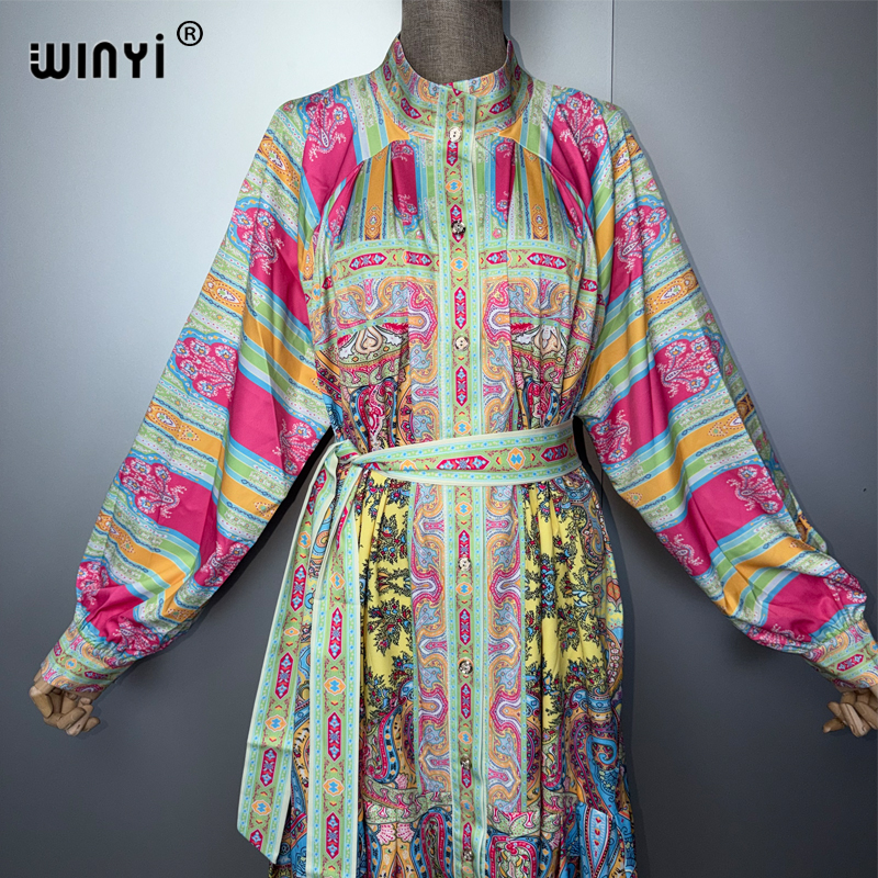 Robe longue de luxe WINYI pour femmes musulmanes, abaya ample pour les fêtes, caftan de Dubaï