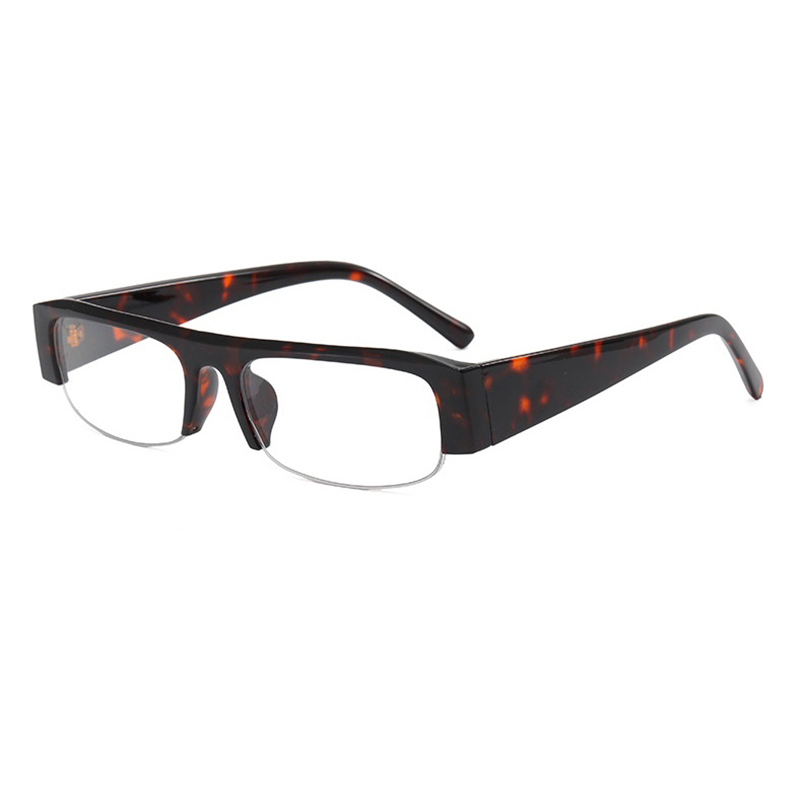 Montures de lunettes rectangulaires demi-cerclées tendance pour femmes, monture fine de marque de luxe, verres transparents noirs, lunettes de vue
