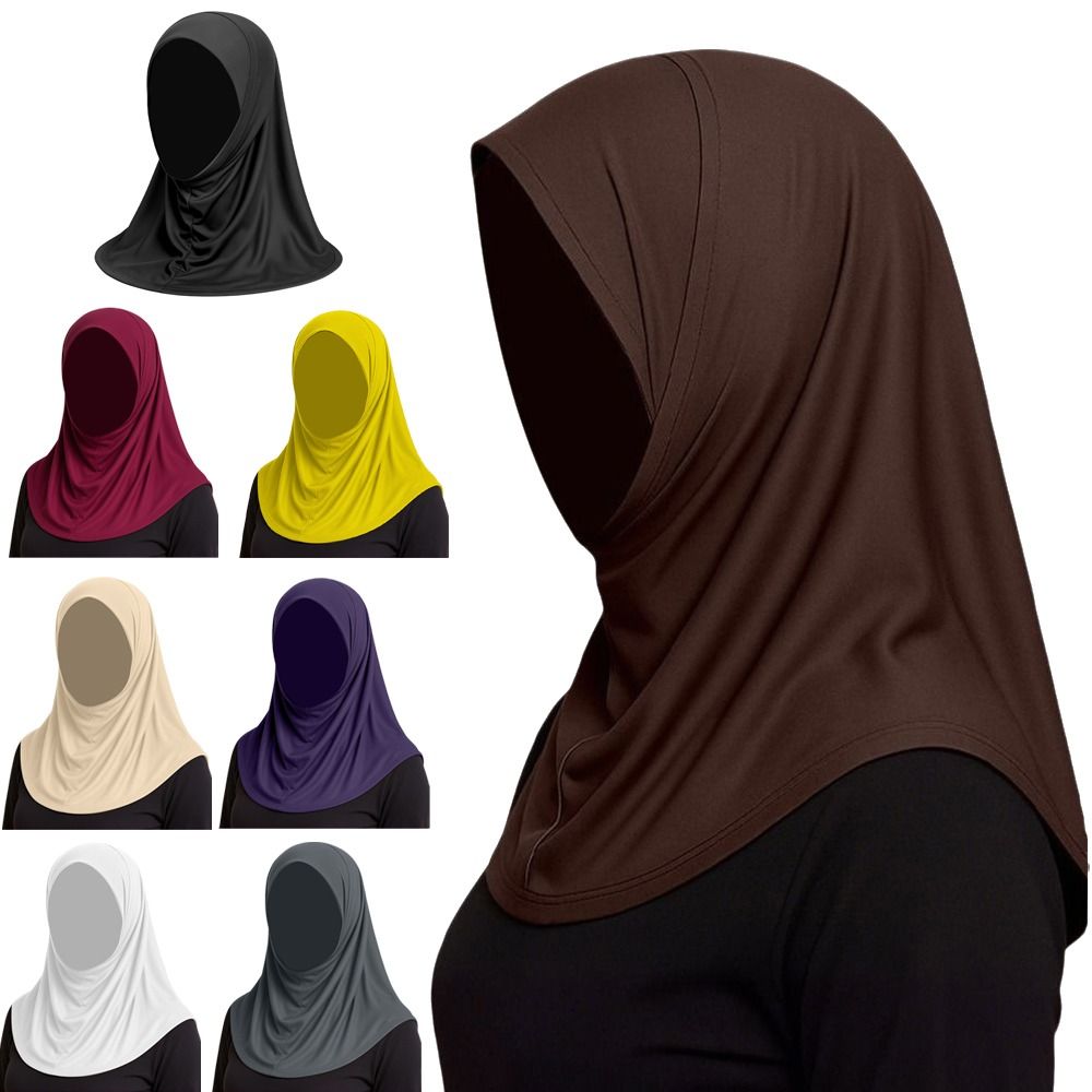 Hijab élégant en soie glacée pour femme, protection du cou, léger, prêt à porter, protection solaire, couleur unie, couvre-tête pour femme