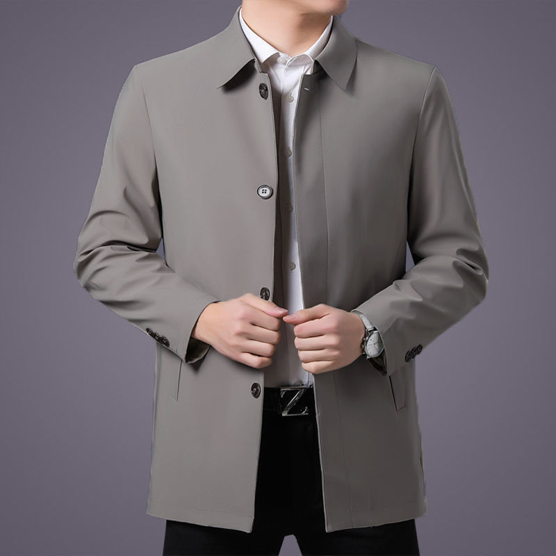 Vestes coupe-vent d'affaires décontractées pour hommes, manteaux de marque de qualité supérieure, Trench-Coat de printemps pour hommes, couleur unie, veste mi-longue pour hommes