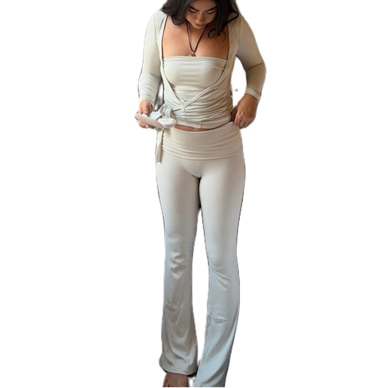 Tenues d'entraînement de Yoga pour femmes, décontractées, coupe cintrée, haut court, T-shirt + pantalon Legging de Fitness, ensemble sportif assorti 2 pièces