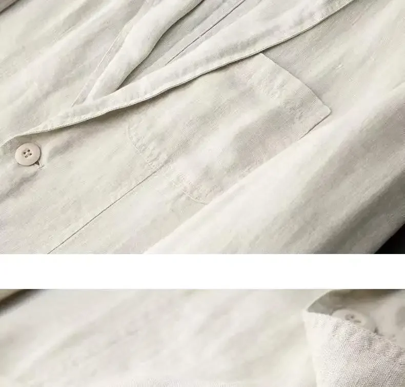 Ensemble deux pièces en coton et lin pour hommes, ensemble décontracté, veste Blazer + pantalon, vêtements fins d'affaires, costume respirant, printemps été