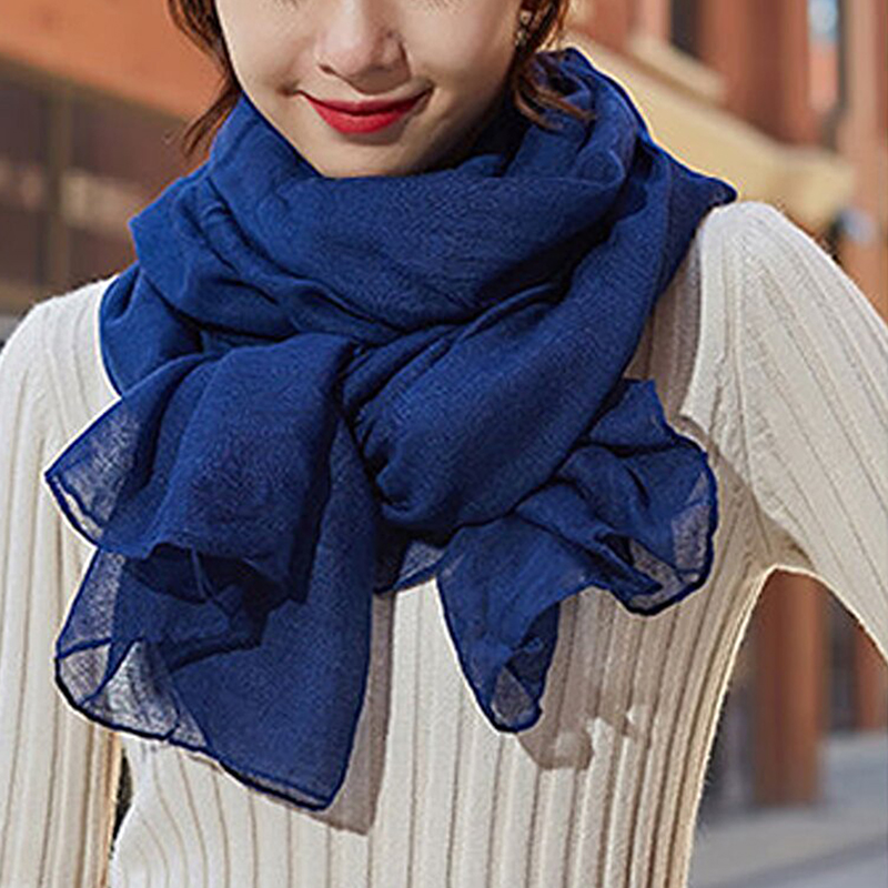 Écharpe coupe-vent pour femmes, châle, écharpe chaude en coton de couleur unie, cadeau d'hiver et de printemps, 1 pièce