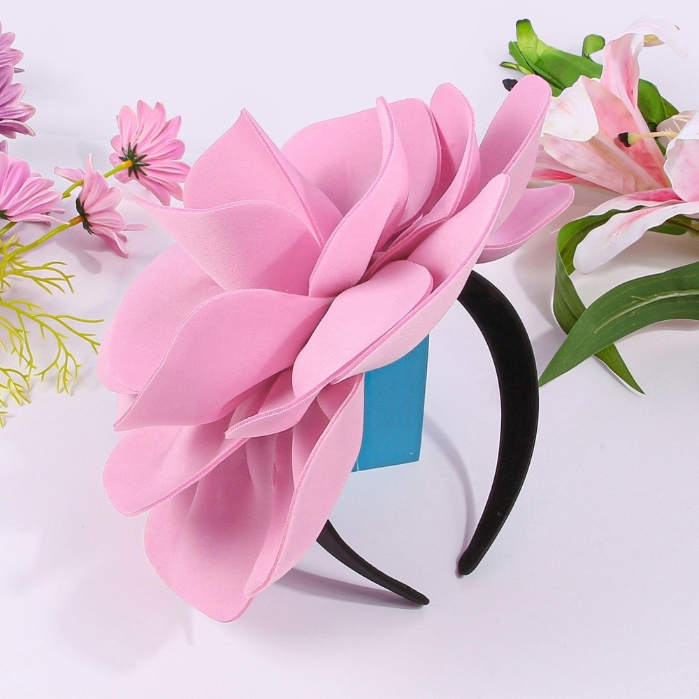 Nouveaux serre-têtes unis avec grande fleur, élégants accessoires pour cheveux pour femmes