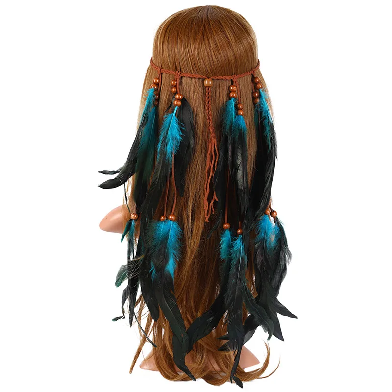 Bandeau de sauna ethnique bohème pour femmes, coiffure plume, pièce de sauna pour dames et filles, accessoires pour cheveux, hippicopter vintage