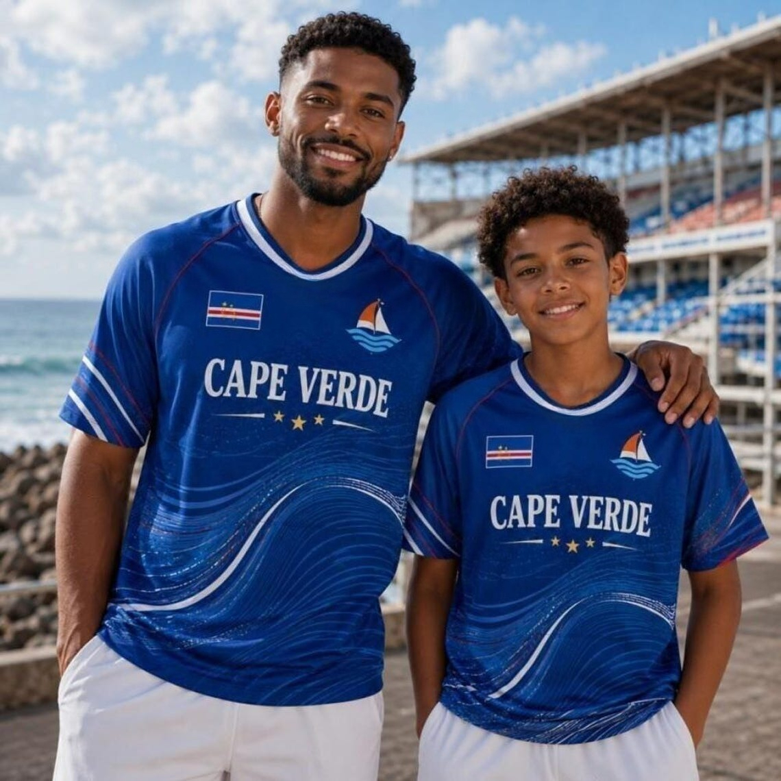 Maillot de football imprimé drapeau national Cap-Vert, pour hommes/femmes, t-shirt d'entraînement, décontracté, col rond, chemise de sport
