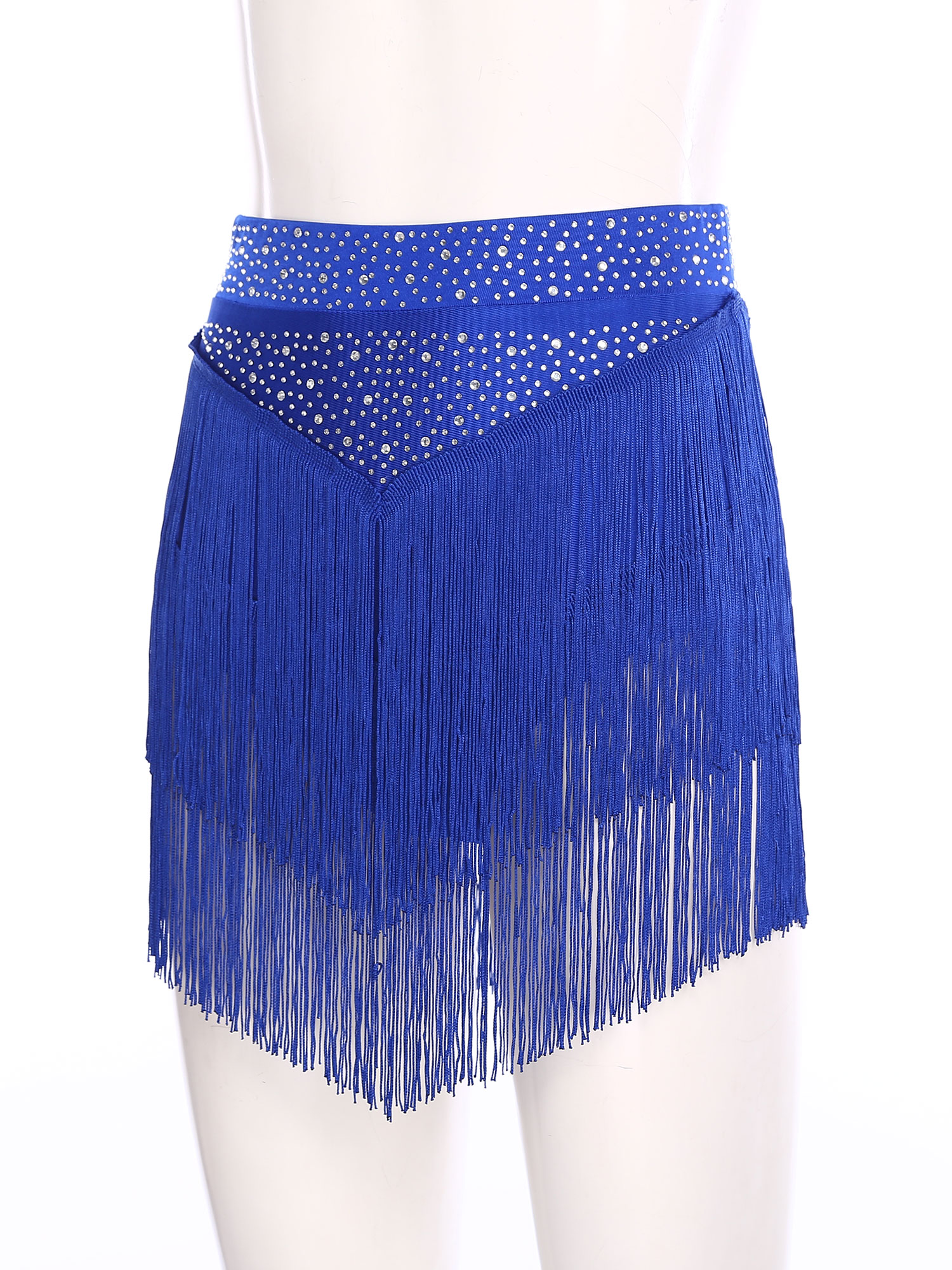 Costume de danse du ventre latine pour femmes, jupe à franges, strass brillants, glands à plusieurs niveaux, Samba Rumba cha-cha, spectacle de danse du ventre