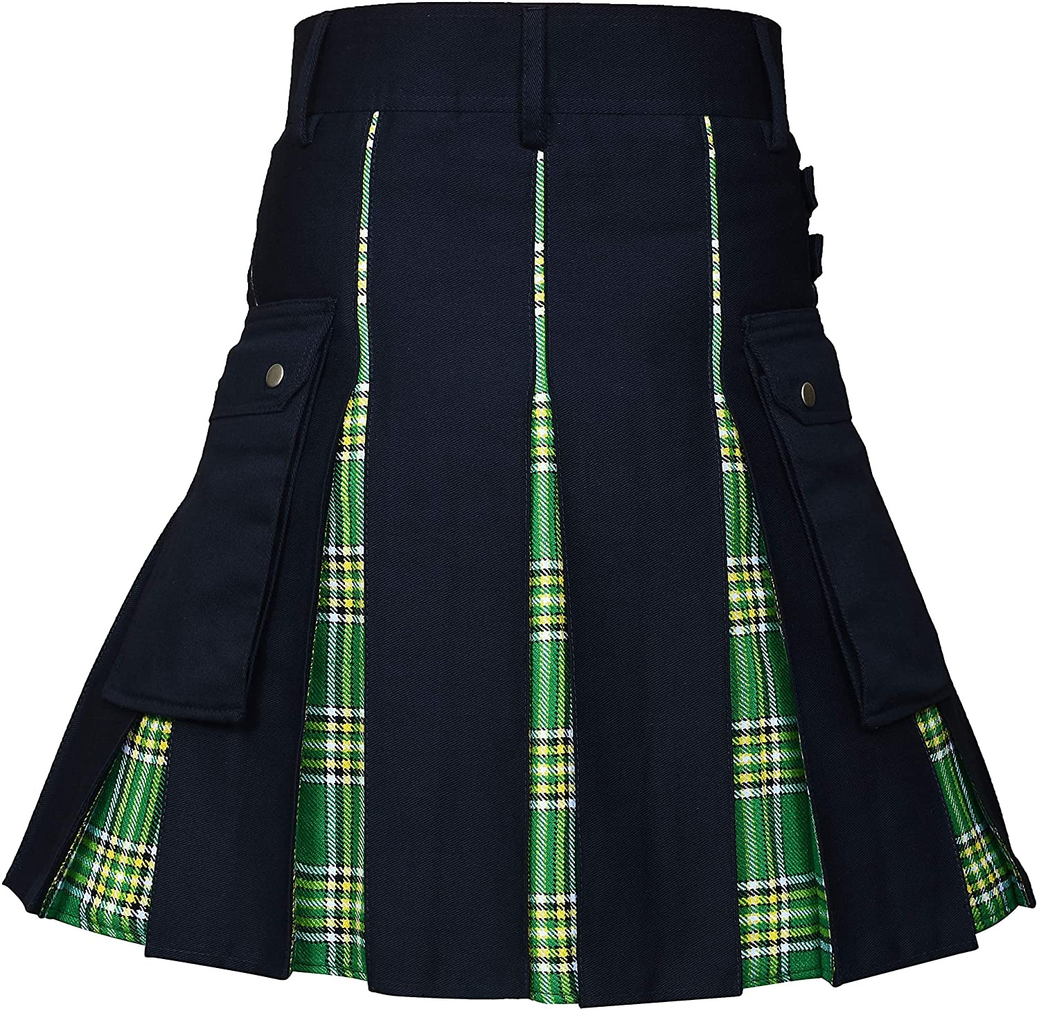 LisdinoKilts pour hommes, Kilt utilitaire, Kilt hybride en jean 100 % coton, Kilt traditionnel pour hommes en tartan plissé en boîte moderne