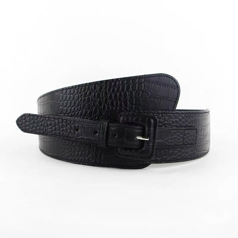 Ceinture large rétro pour femme avec élastique, ceinture noire de haute qualité, tendance populaire pour robe, ceinture décorative