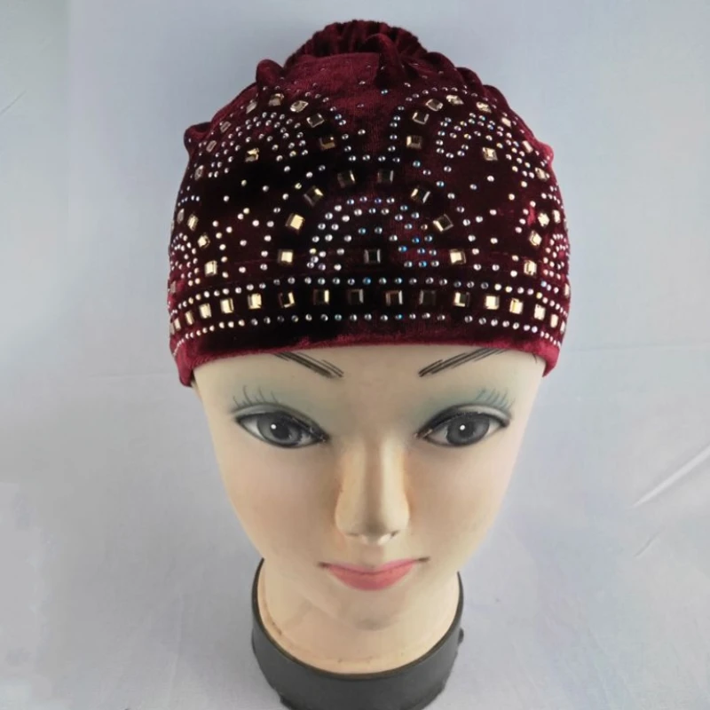 Casquette en biscuits pour femmes, foulard de sauna, bonnet en velours, turban de soin des cheveux, accessoires de chapeau rond, fête africaine, mode