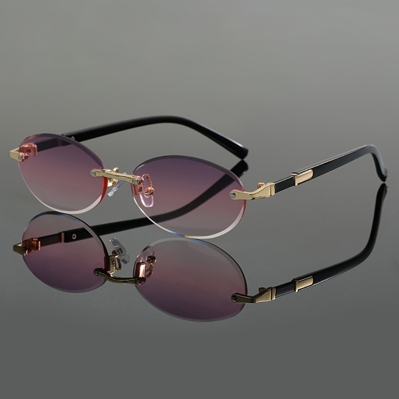 Lunettes ovales élégantes sans monture pour hommes et femmes, parfaites pour les fêtes décontractées et les activités quotidiennes