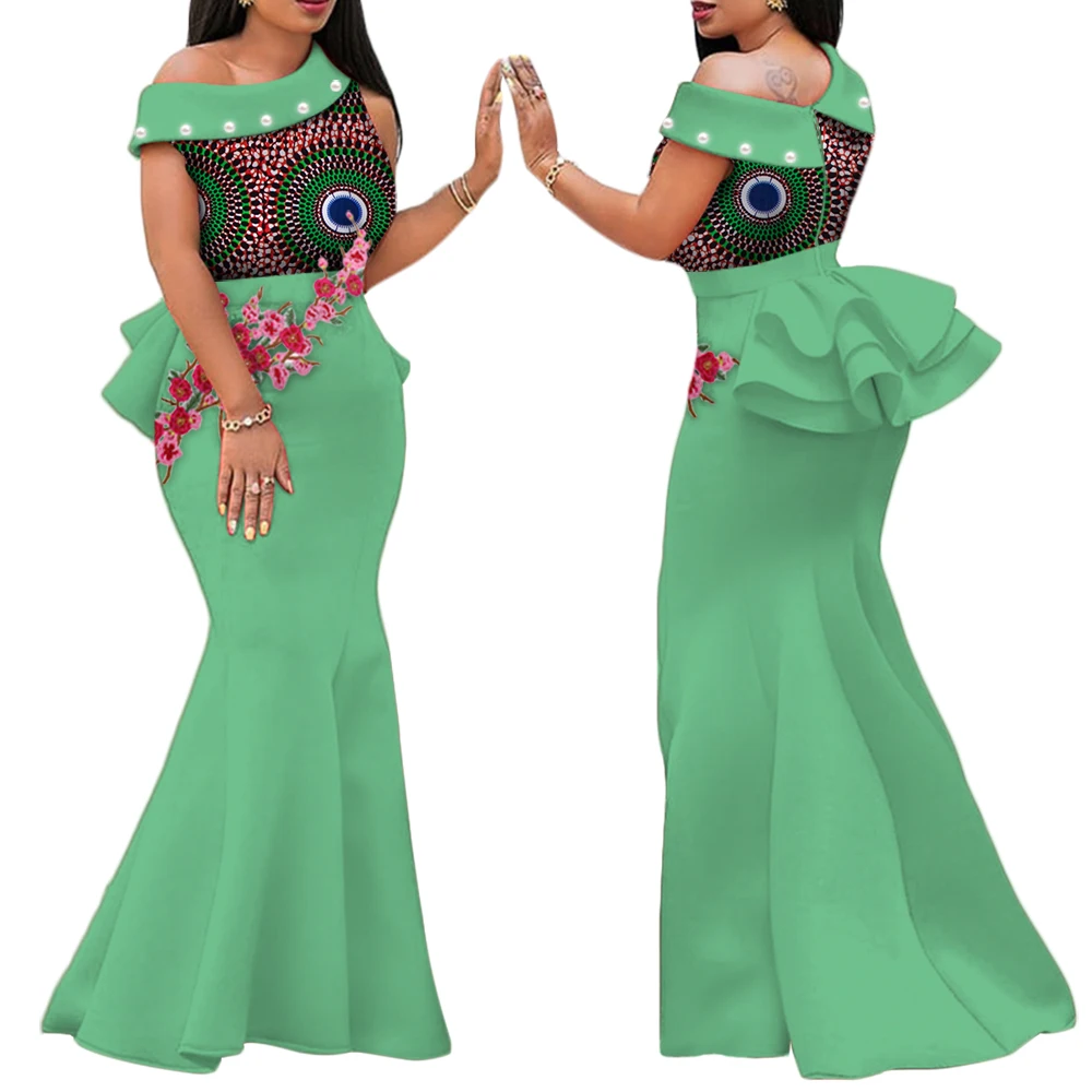 Robe longue à imprimé africain pour femmes, tenue de soirée éducative, vêtements traditionnels africains, WY444