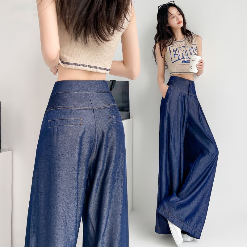 Jean Denim à Jambes Larges pour Femme, Taille Haute, Mince, Décontracté, Élégant, 3 Longueurs, Printemps Été