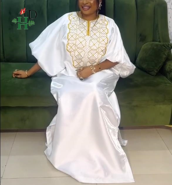 Vêtements africains H&D, broderie traditionnelle, boubou africain blanc pour femme, robes turques, robes africaines pour femme, robe musulmane