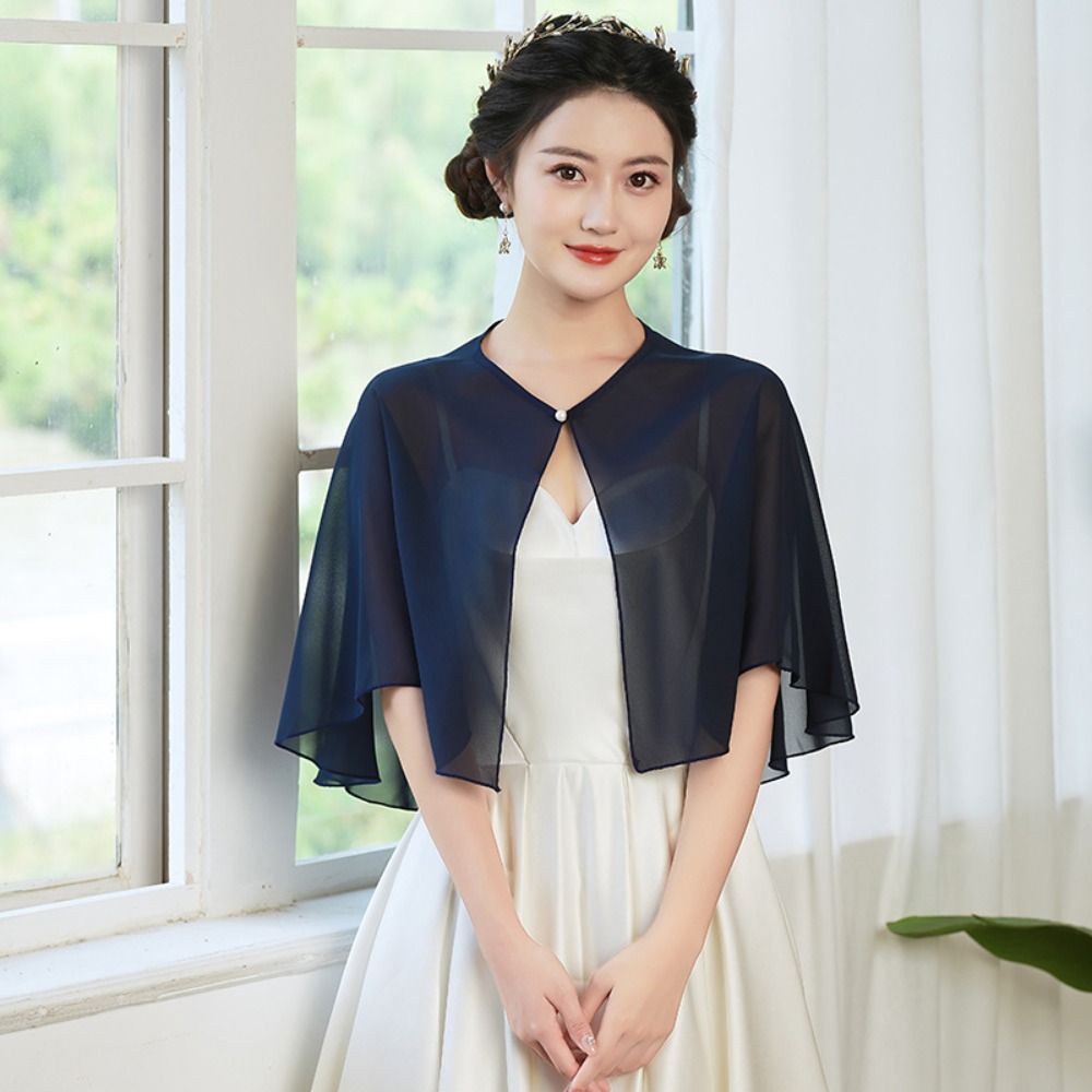 Capelet en mousseline de soie transparente, Design léger, Style élégant, châles doux, Cape de mariage, accessoires de demoiselle d'honneur