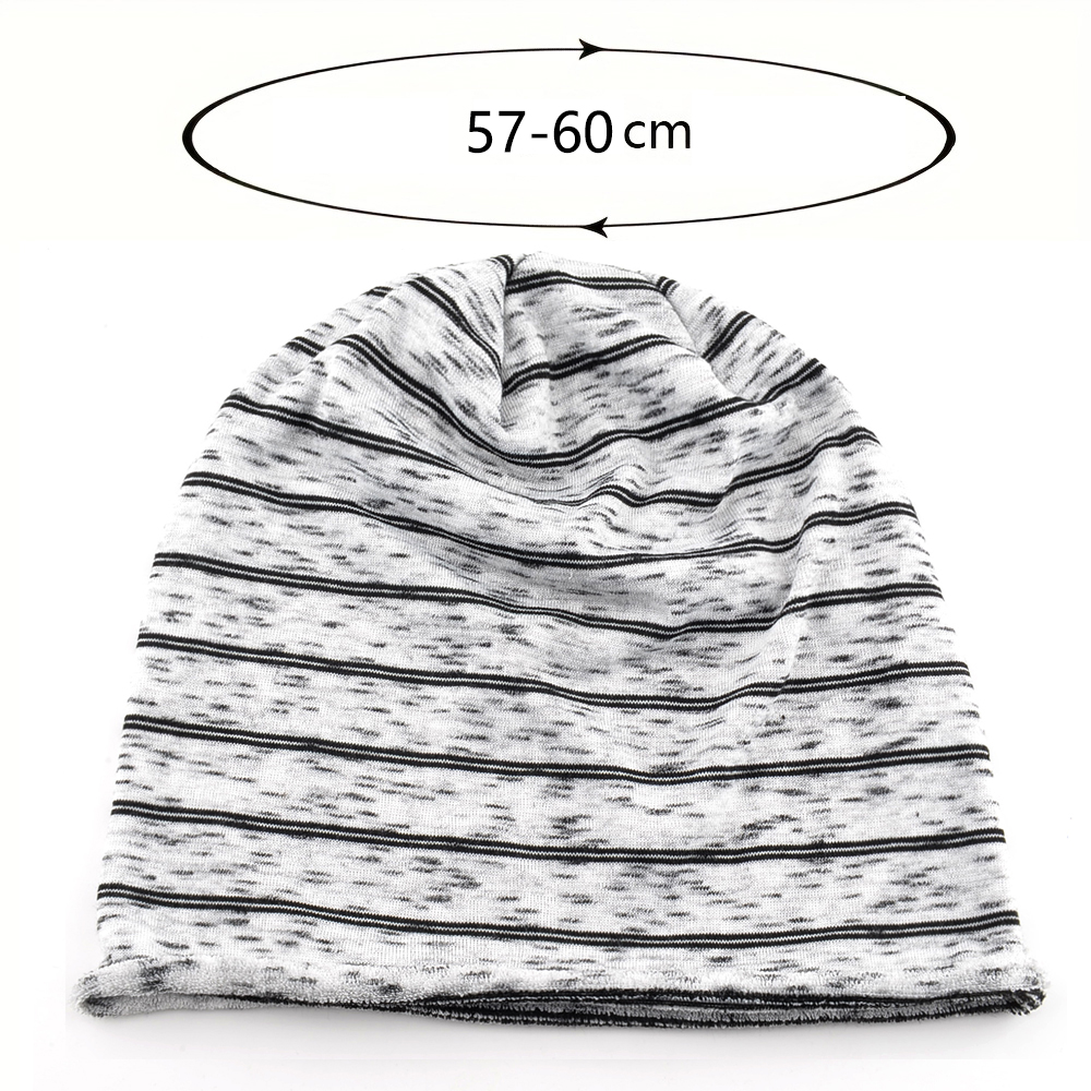 Bonnet ample rayé pour hommes et femmes, monocouche tricotée, chapeaux hautement élastiques, Bonnet de chimio pour grande taille de tête