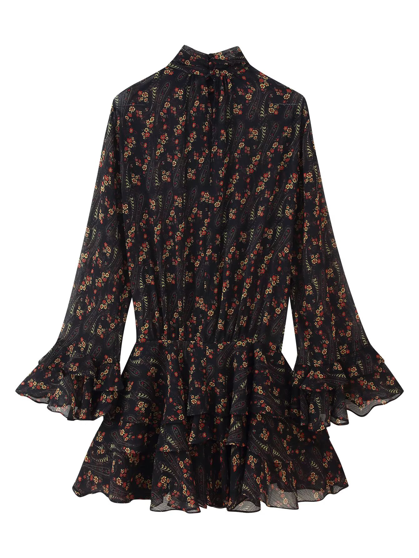 Robe en gaze à bulles imprimée de fleurs pour femmes, style européen et américain, coupe simple et slim, nouvelle collection automne 2025