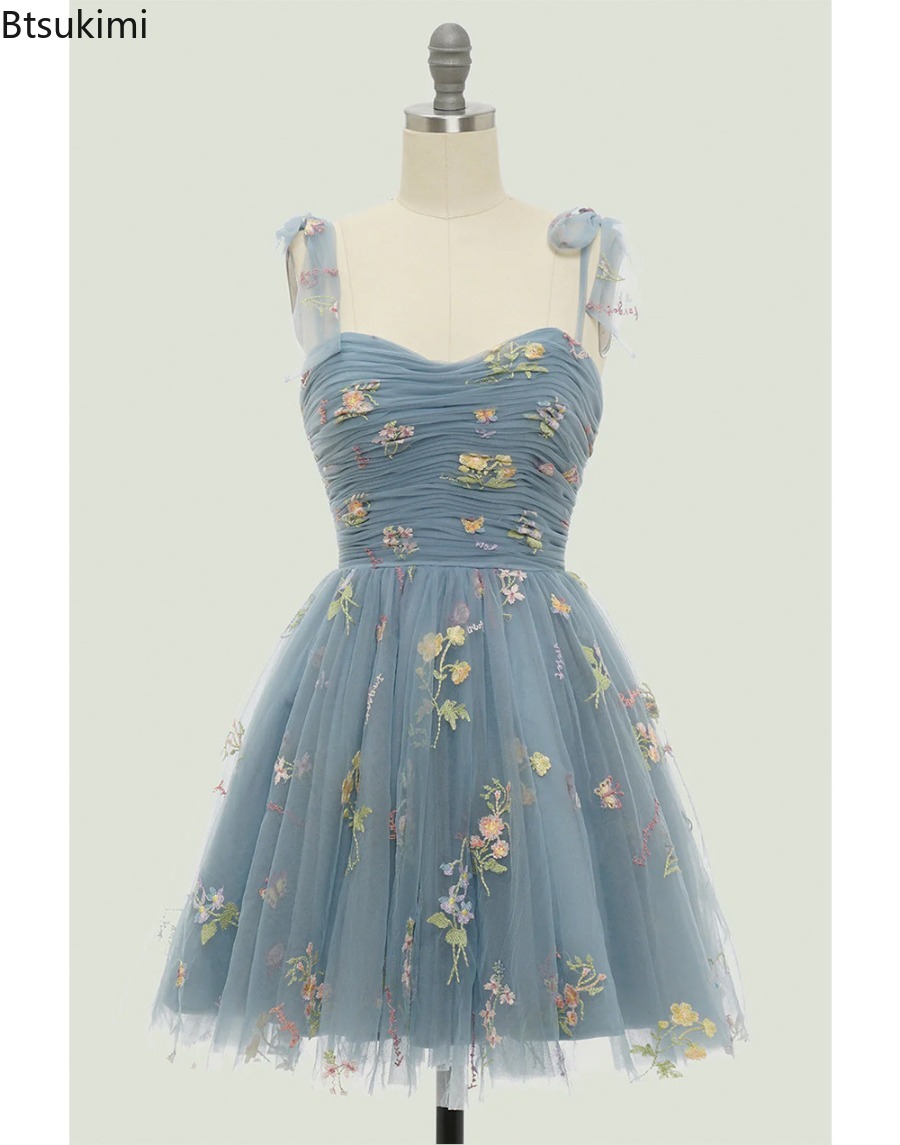 Robe de soirée élégante pour femmes, bretelles en maille, sans manches, dentelle brodée, dubaï, robe de Banquet, robes de bal, nouvelle collection 2026