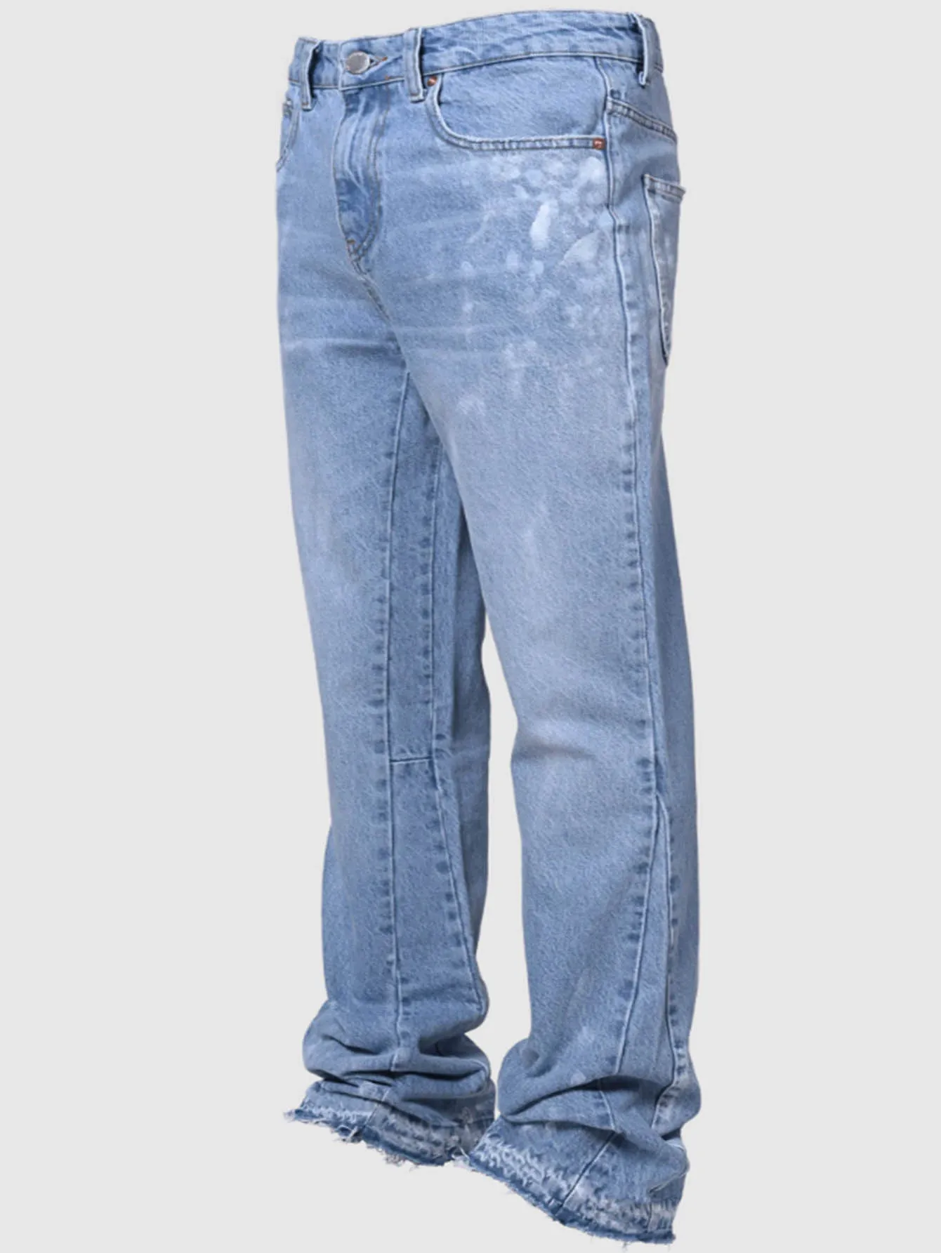 Pantalons de travail en jean pour hommes, vêtements de travail à la mode européenne et américaine, pantalons évasés en couches en Denim Patchwork élastique, S-XXL