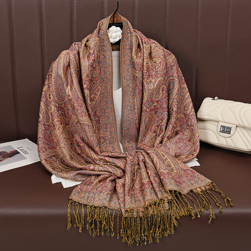 [T792] mode de luxe bohème Paisley concepteur épais Style ethnique Jacquard écharpe femmes musulman Hijab gland châle enveloppement Pashmina
