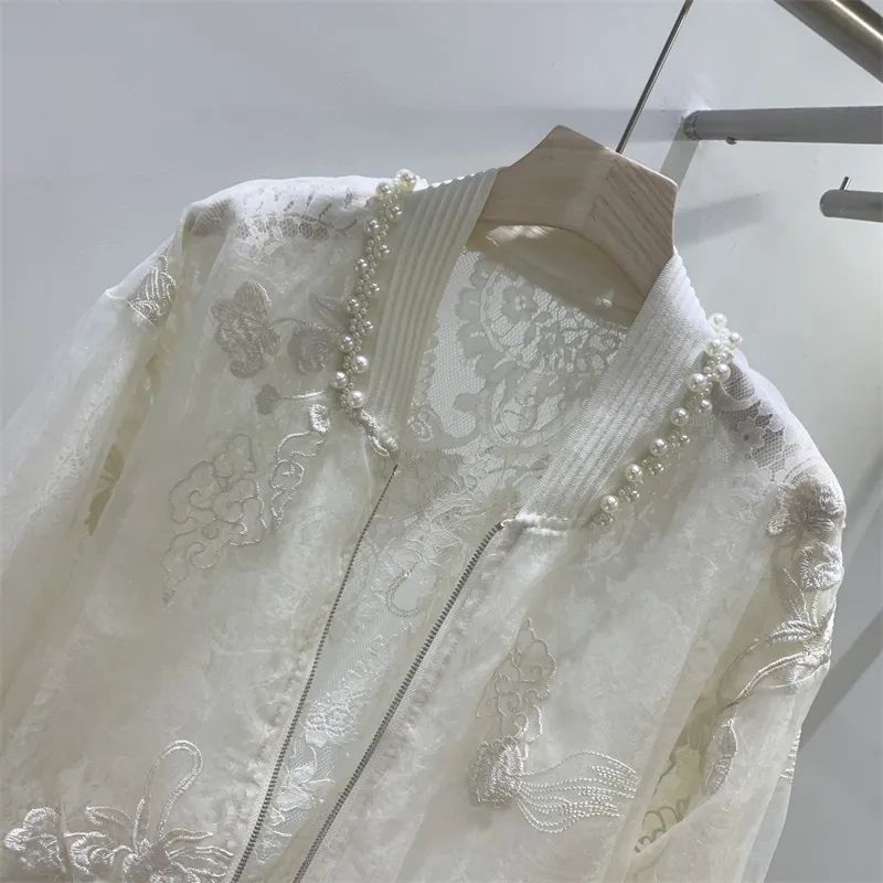 Cardigan brodé de perles d'ongles de style chinois, vestes à col rond, vêtements d'été, protection solaire, combinaison chic vintage, tout match, nouveau