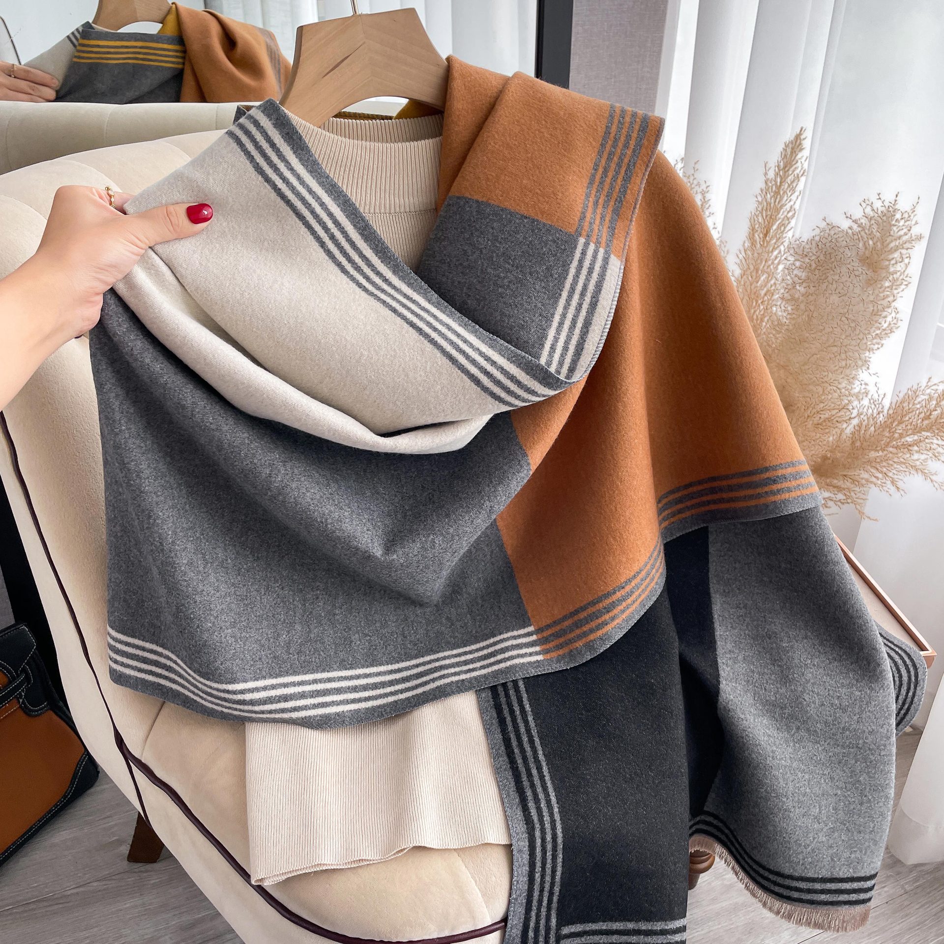 Écharpe d'hiver de luxe femmes cachemire chaud Pashmina marque Foulard femme châles enveloppes épais doux Bufanda Poncho foulards étole 2025
