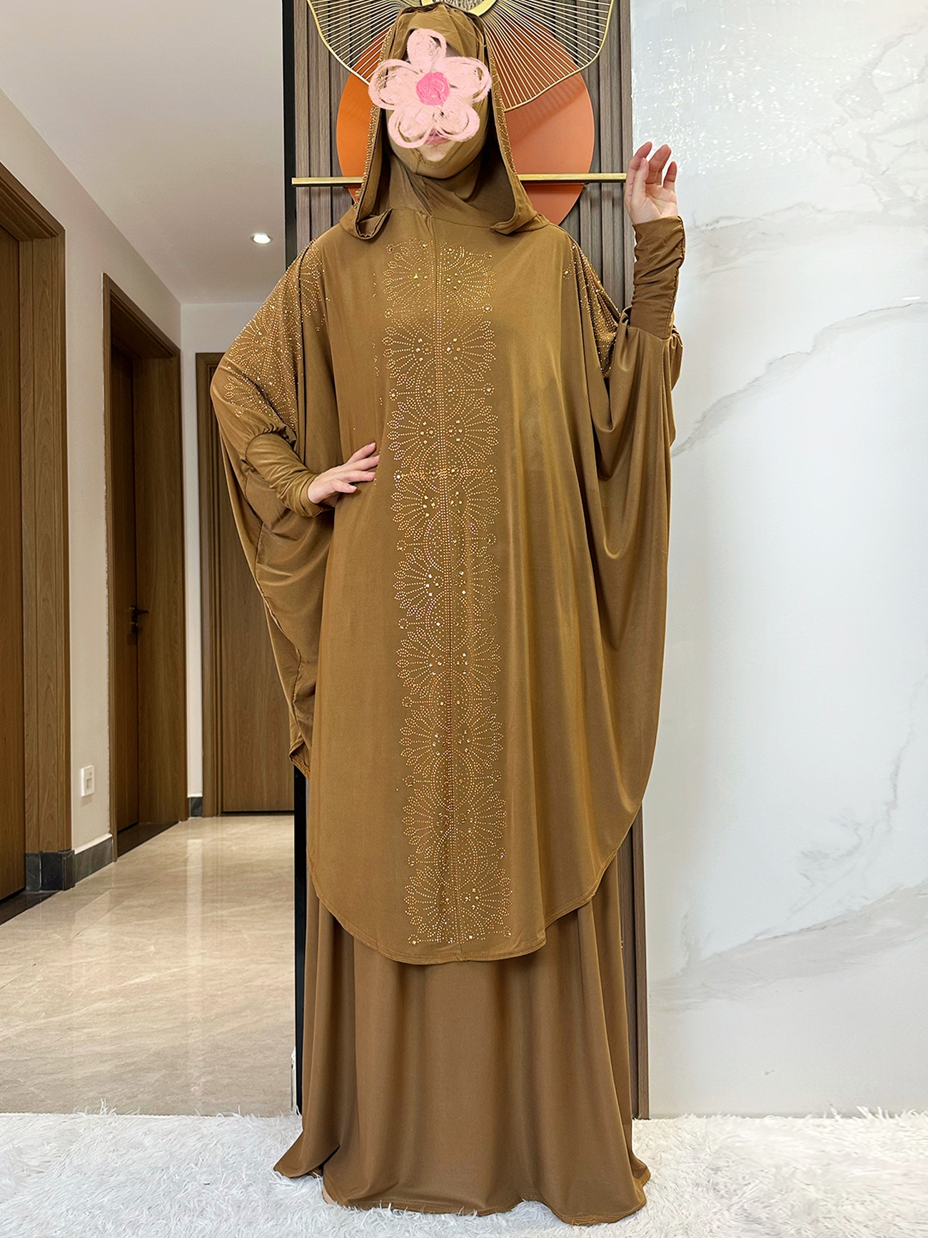 Ensemble de vêtement de prière musulman pour femmes, robe Abaya, Hijab, longue jupe tiens imar, Ramadan islamique, Jilbab solide, nouveau, 2 pièces