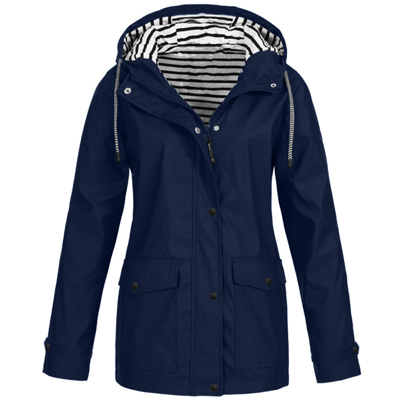 Veste à capuche pour Sports de plein air pour femmes, coupe-vent imperméable, doublure à rayures, manteaux amples surdimensionnés, printemps-automne, 2025