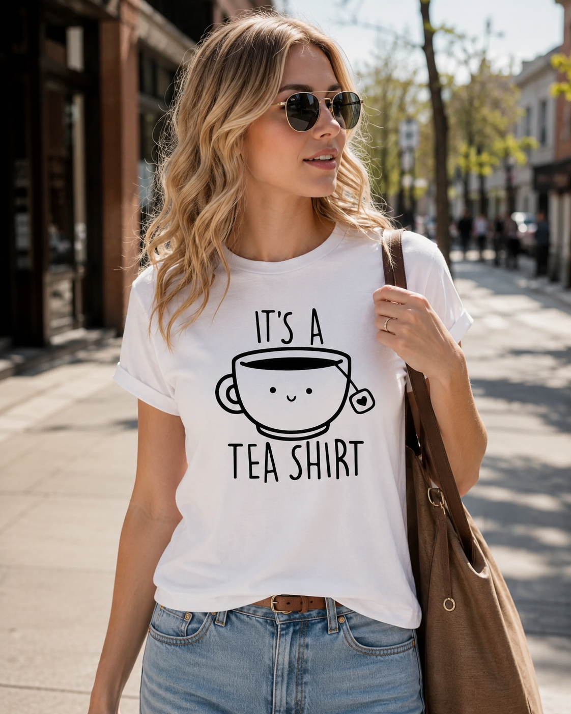 T-shirt décontracté pour femmes avec motif de dessin animé de tasse de thé imprimé avec l'inscription « It's A Tea Shirt », vêtements tendance Harajuku Kawaii Y2K