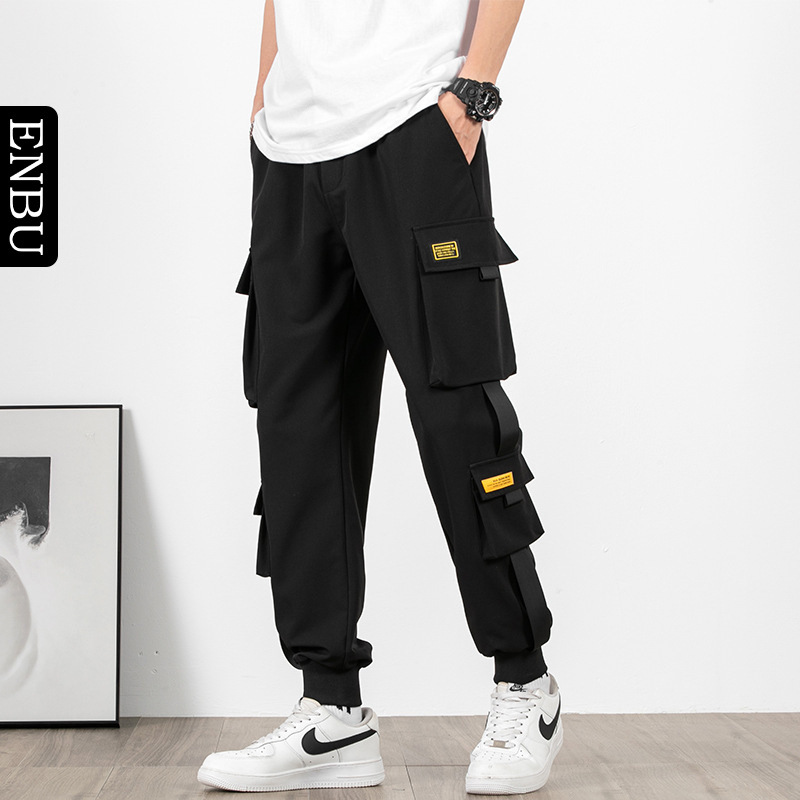 Pantalon cargo pour homme, décontracté, style hip-hop, couleurs tendance, plusieurs poches, streetwear, rubans, techwear, pantalon de survêtement pour garçons